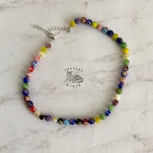 Handmade Floral Beaded Necklace Colorful Round Beads – Trendy Gift